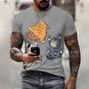 Men's T-Shirt Cat Pattern 3d Print Casual Short Sleeve T-Shirts Summer Fashion Streetwear Crew Neck Pullover Oversized Male Top