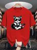 Unisexs Crew Neck T Shirt Hip Cat Sunglasses Play Guitar Rock Music Cartoon Graphic Short Sleeve Casual Cotton Street Tees
