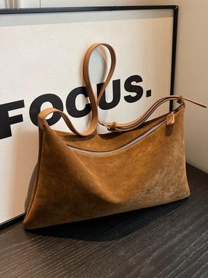 Retro Matte Suede Pillow Bag Women's New Autumn and Winter Shoulder Armpit Bag Simple Large Capacity Bag