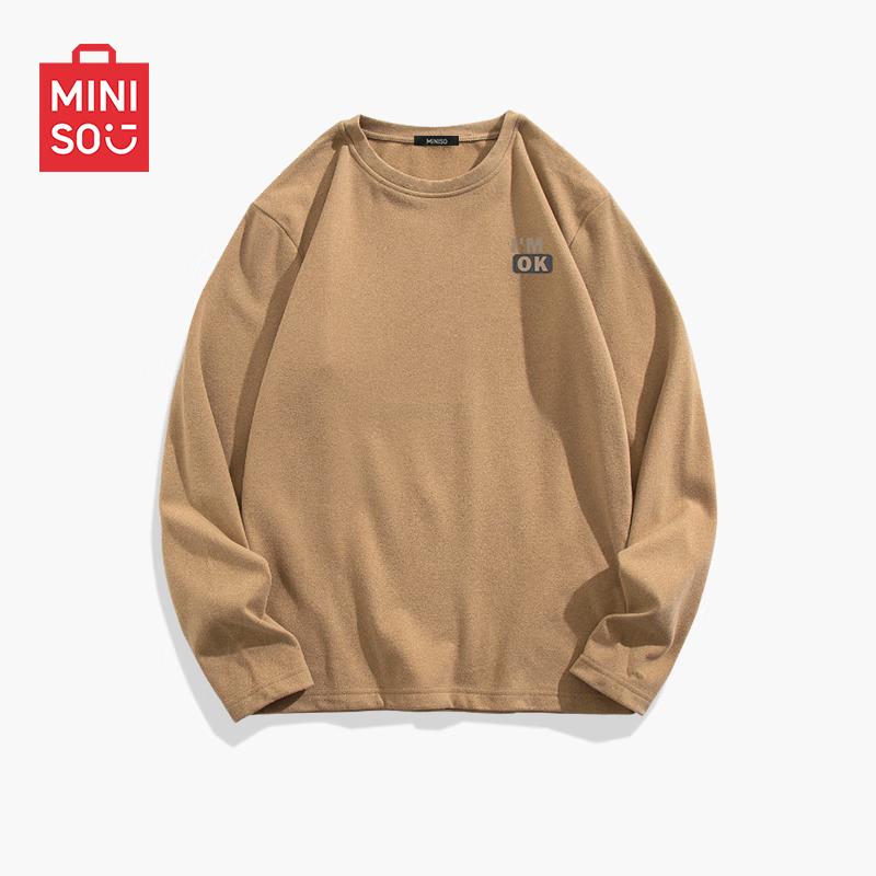 MINISO Men s Fleece-Lined Thermal Long Sleeve T-Shirt XL