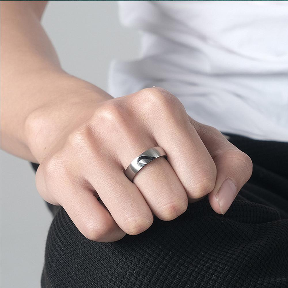 Anelli Coppia Cuore Colore Oro Rosa/Nero Acciaio Inossidabile Coppie Amanti Anello Promessa d'Amore Per Uomini Donne Gioielli
