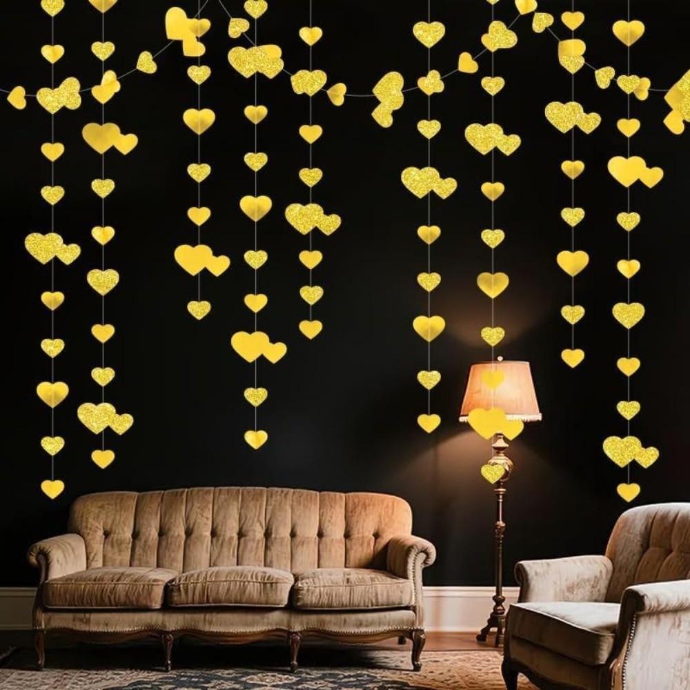 Guirlande d'amour suspendue de 4 m Cœur scintillant romantique Forme de cœur Corde Facile à installer Réutilisable Guirlande de mariage Fête d'anniversaire