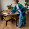2024 Autumn Contrast Striped Lazy Style Long Sweater Coat (Model HY062)