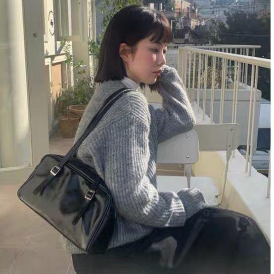 Grüne Ölwachsleder Umhängetasche Achseltasche Koreanische Tasche Vielseitige Damentasche