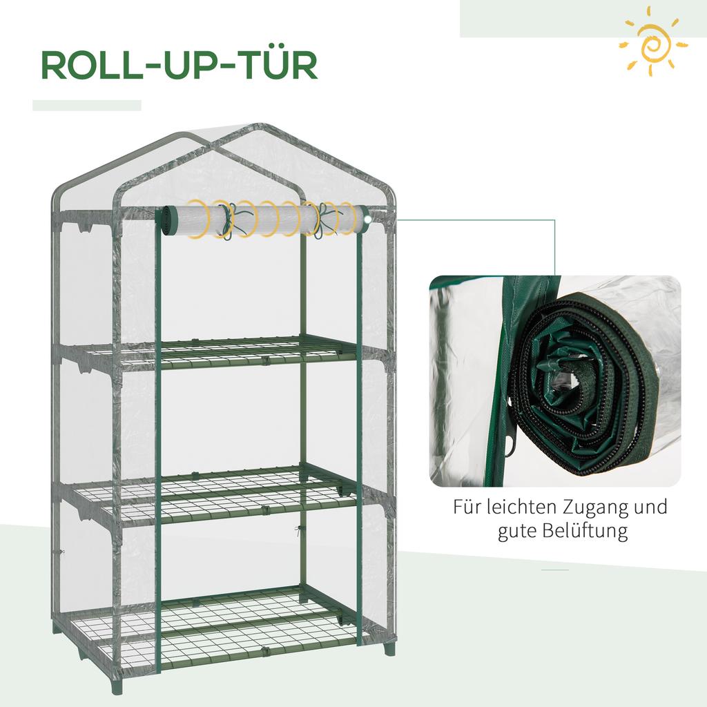 Greenhouse with Shelves, Winter-Proof Foil Greenhouse Hothouse for Balcony, 69 x 49 x 125 cm, Transparent