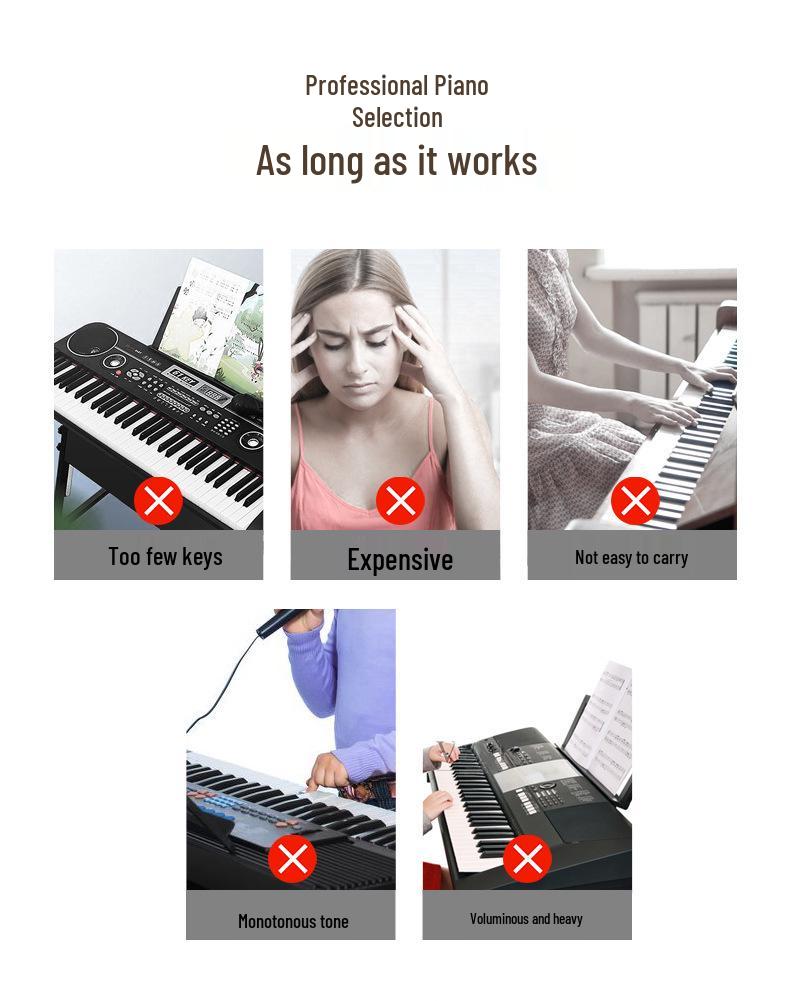 88-Key Bluetooth Foldable Piano - Entry-Level Portable Electronic Keyboard for Adult Beginners