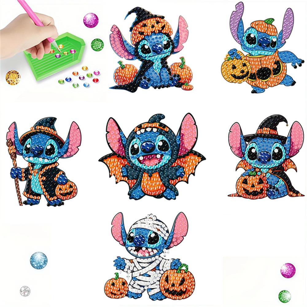 

6 шт./Набір Хелловінська серія Stitch Алмазна мозаїка Магніти на холодильник Діамантовий живопис Магніти на холодильник для дорослих Набори для алмазного живопису Магніти на холодильник