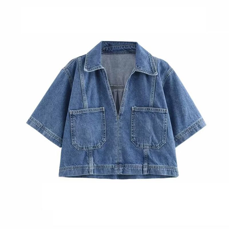 

Kaslead Новое поступление Женский модный стиль Короткая джинсовая рубашка Юбка-брюки 6164070 6164070 Blue Tops M