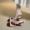 Silver bow wedge heel temperament sandals women's summer new high heel cool slippers women