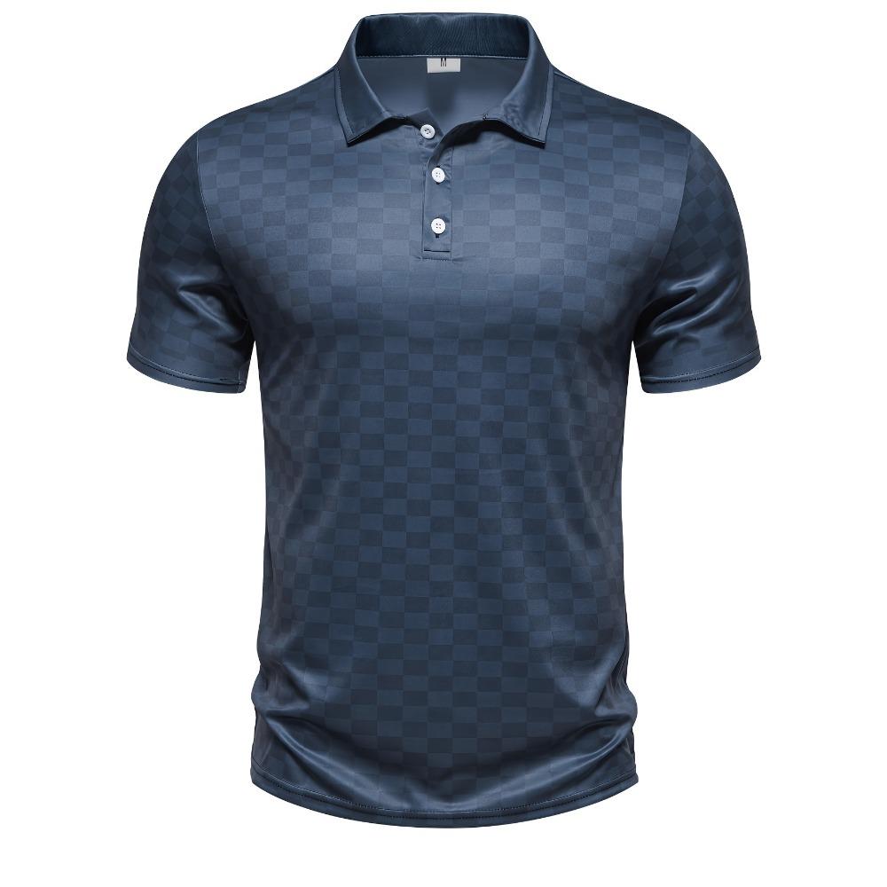 Summer New Men's Short-sleeved POLO Shirt Features a Casual Fashionable Comfortable and Soft 3D Striped Pattern Print