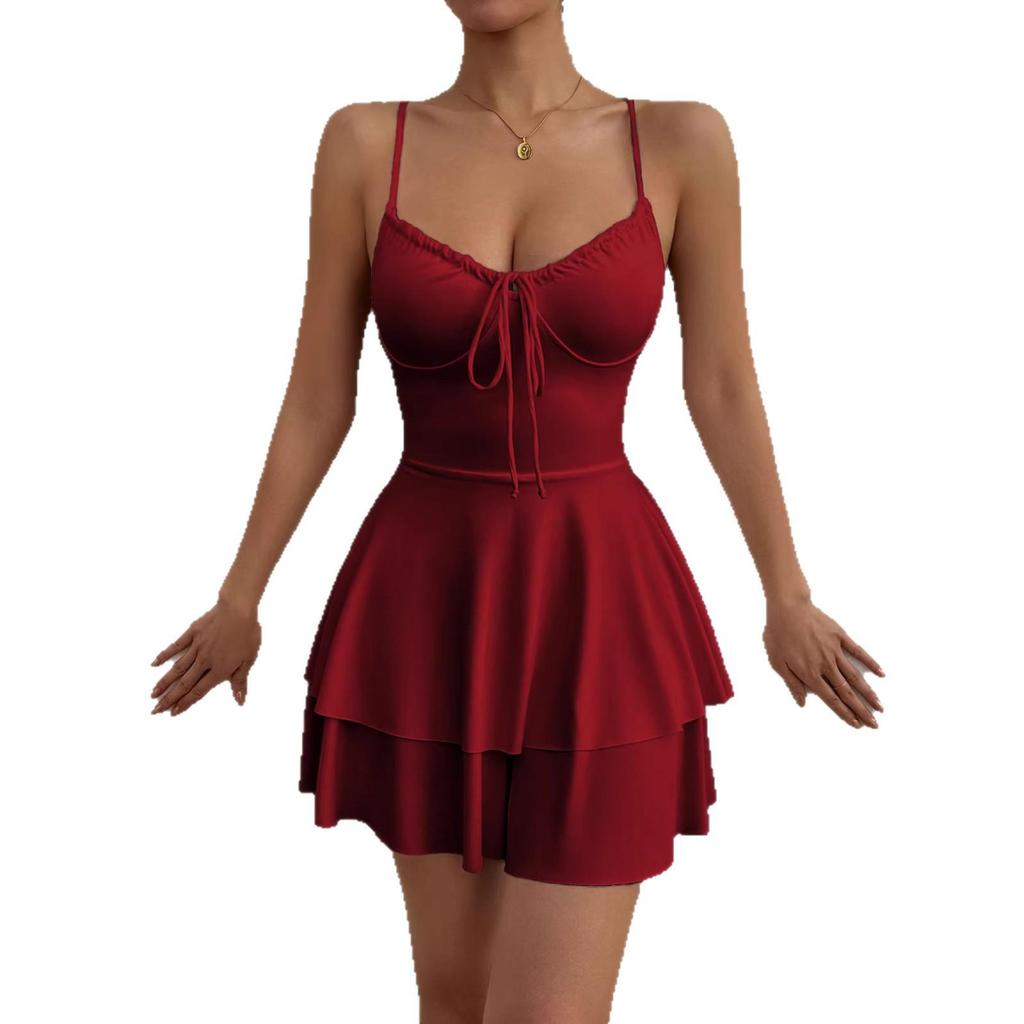 2026 Europäisches & Amerikanisches Ärmelloses Schlankmachendes Spaghettiträger-Kleid für Damen - Sommer Einfarbig Strandstil