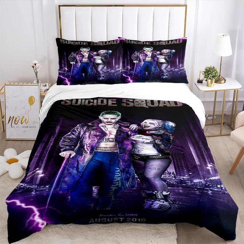 Set Biancheria da Letto Joker & Harley Quinn Copripiumino Regalo per Camera da Letto, Include 1 Copripiumino e 2 Federe, Senza ImbottituraB431