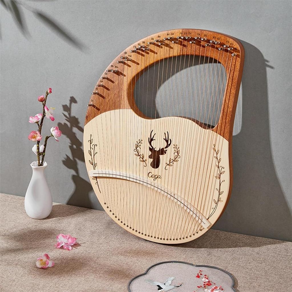 Diggly Lyre Harp 19 21 24 27 32 Strings Portable Instrument with Tuning Wrench Manual Spare Strings and Picks Brown