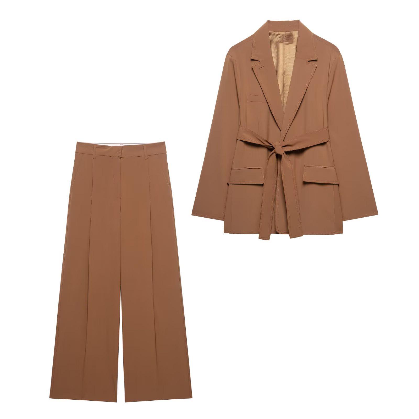 

TAOP&ZA Women s Summer Commuting Suit: Belted Loose Jacket & Casual Pants 2010735 M