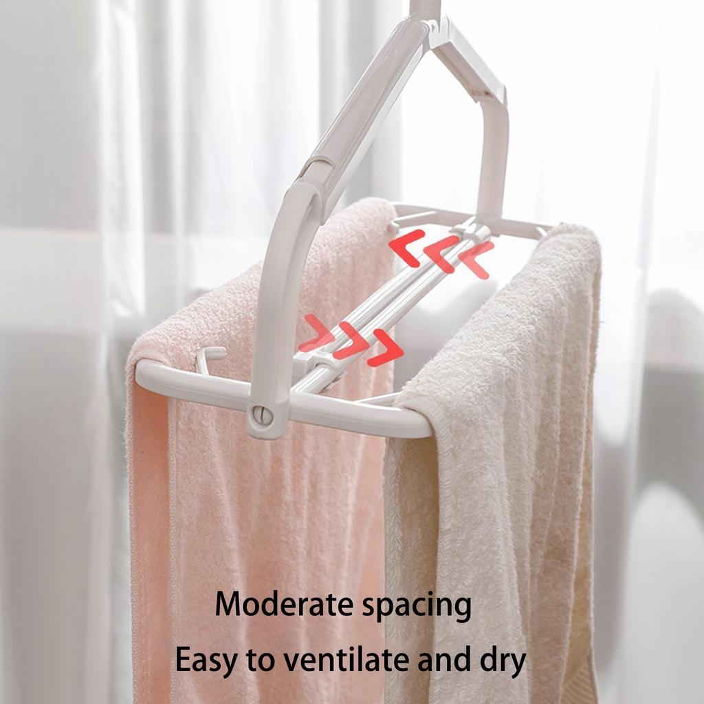 Adjustable Length Foldable Clothes Rack Foldable Laundry Hanger Storage Solution For Towels Pants Home Dorm