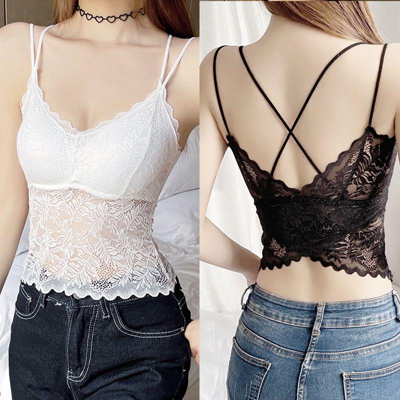 Soutien-gorge Camisole Push-Up Dentelle Papillon - Haut Bandeau Sans Dos Élégant pour Femmes