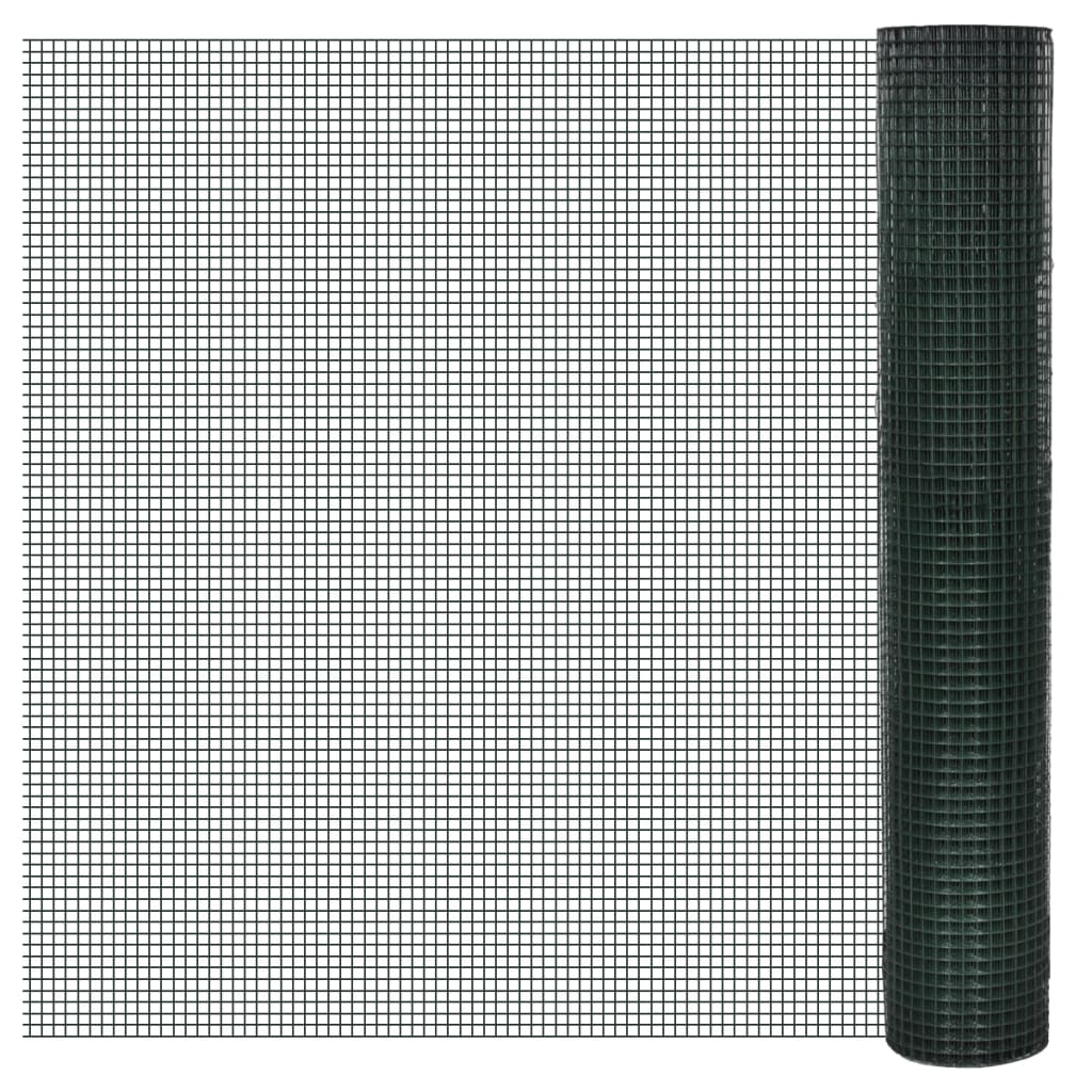 Galvanized Chicken Wire Fence with PVC Coating 10 X 1 M Green