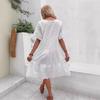 European and American fashion new wish hot sale solid color cotton embroidered lace hollow dress