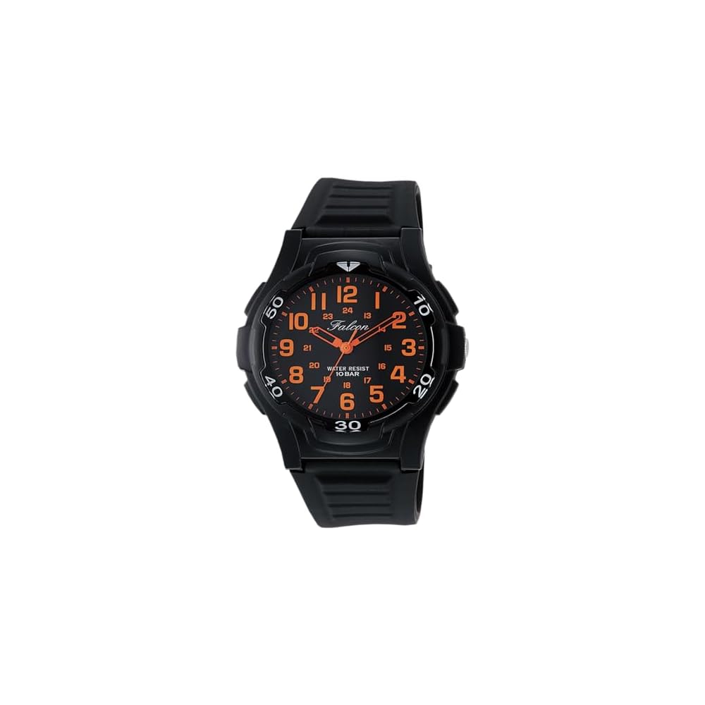 Citizen QQ Analog Watch 10 ATM Water Resistant Rubber Strap Men s Black Orange
