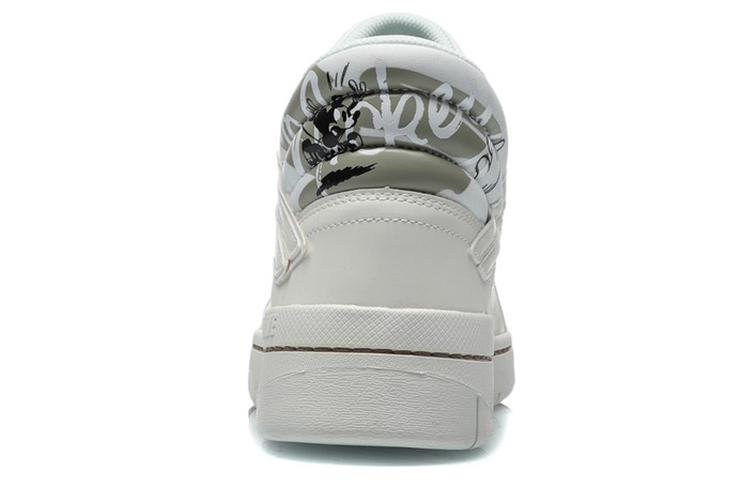 Li Ning Superwave Textile, Synthetic Leather Slip Resistant Abrasion Resistant Mid Top Skateboard Shoes Men's White AGCQ061-1