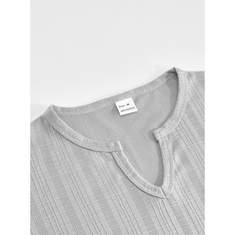 Mens Summer Casual Breathable Solid V Neck Short Sleeve Plus Size Loose T Shirt