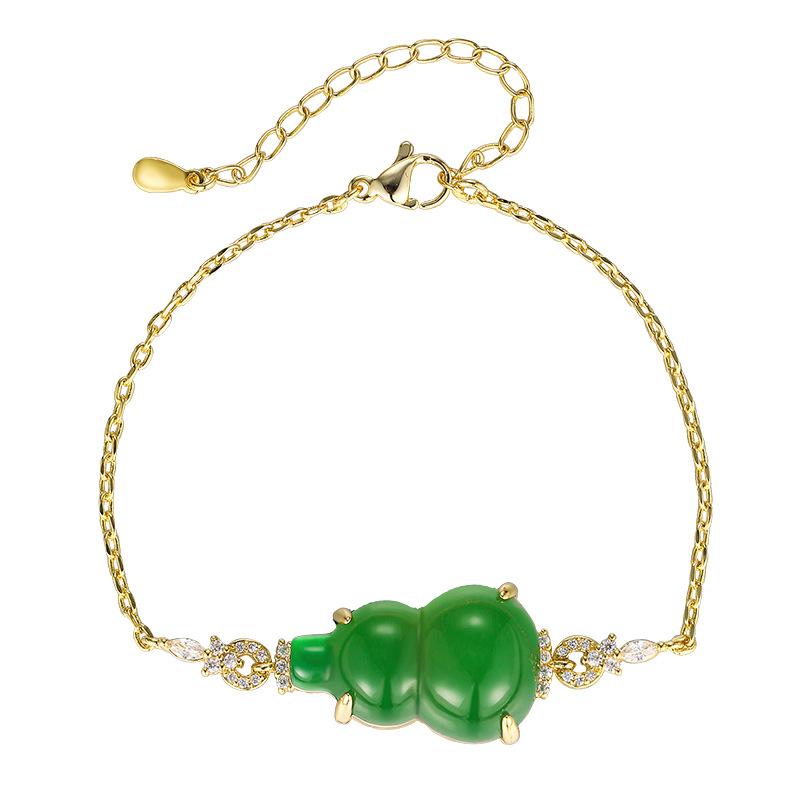 Jewelry Bracelet Chalcedony Gourd Safety Buckle Leaf Bracelet Light Luxury High Sense New Chinese Women