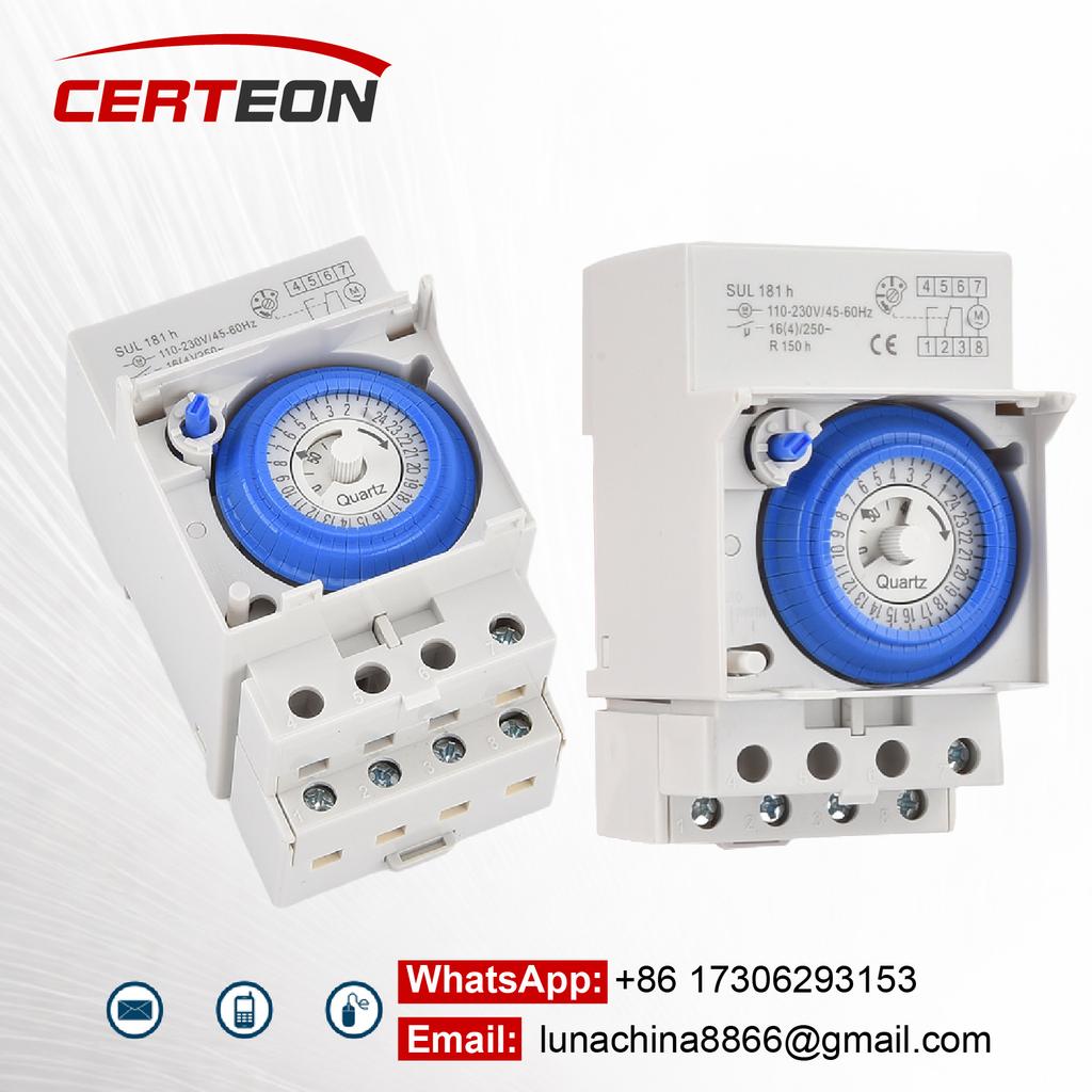 SUL181H Mechanical Timer Switch 24H DIN Rail Time Controller 110-230V AC for Street Light Factory Equipment3