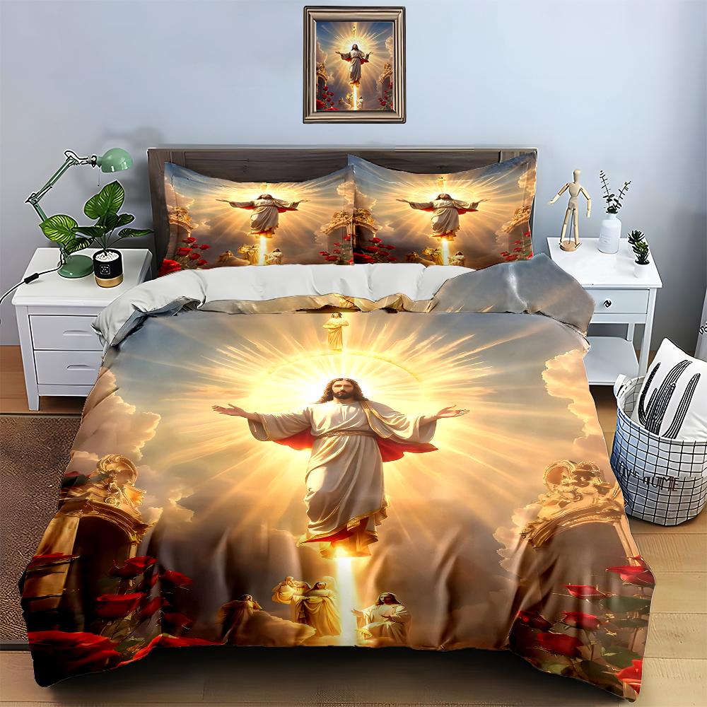 Radiant Divine Scene Bedding Duvet Cover Sets Duvet Covers Pillowcases Gifts (1 * Duvet Cover 2 * Pillowcases, Without Duvet Insert)