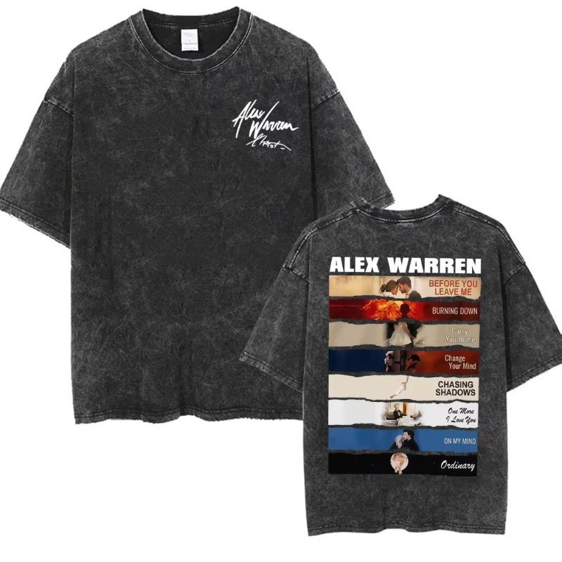 Alex Warren Little Orphan Alex Live Tour 2026 Graphic T Shirt Men's Clothing Vintage Washed T-shirts Casual O-Neck Loose T-shirt