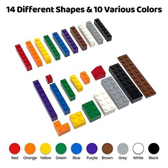WYSWYG 1200 pieces mainstream brand blocks fully compatible classic building toy basic 10 colors 14 shapes suitable ages 6 up