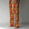 Men Orange Green Red African Kente Geometric Print Drawstring Straight Trousers With Side Pockets Ethnic Bottoms