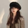 Beret Women's Spring and Autumn Retro Versatile Corduroy Octagonal Hat Big Head Circumference Showing Face Small Painter Hat