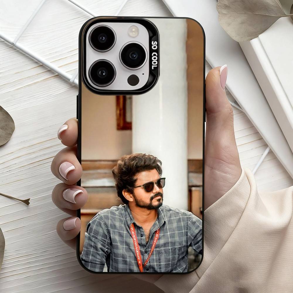 T-ThalaPathy Actor V-Vijay-Y Phone Case For iPhone17,16,15,14,13,12,11 Plus,Pro Max Black Candy Silver Plated Cover