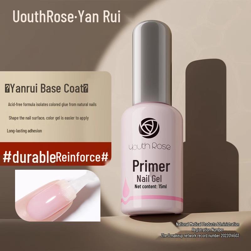 Yanrui Nail Strengthening & Matte Gel Polish Set for Rhinestones - Base & Top Coat Combo.