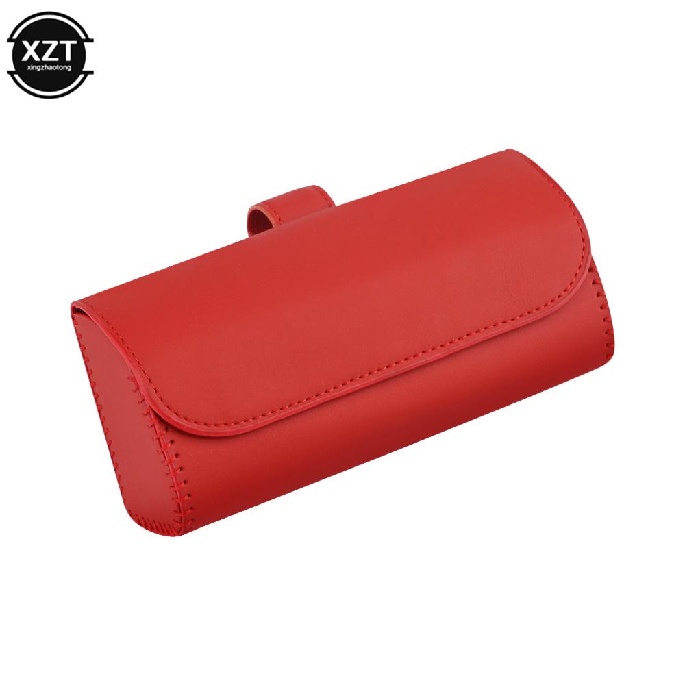 PU Leather Car Visor Sunglasses Case Clip Hanger Magnetic Fastener Sunglasses Holder Storage Box Eyeglasses Holder Car Interior