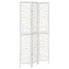 3 Piece Room Divider White Solid Paulownia Wood