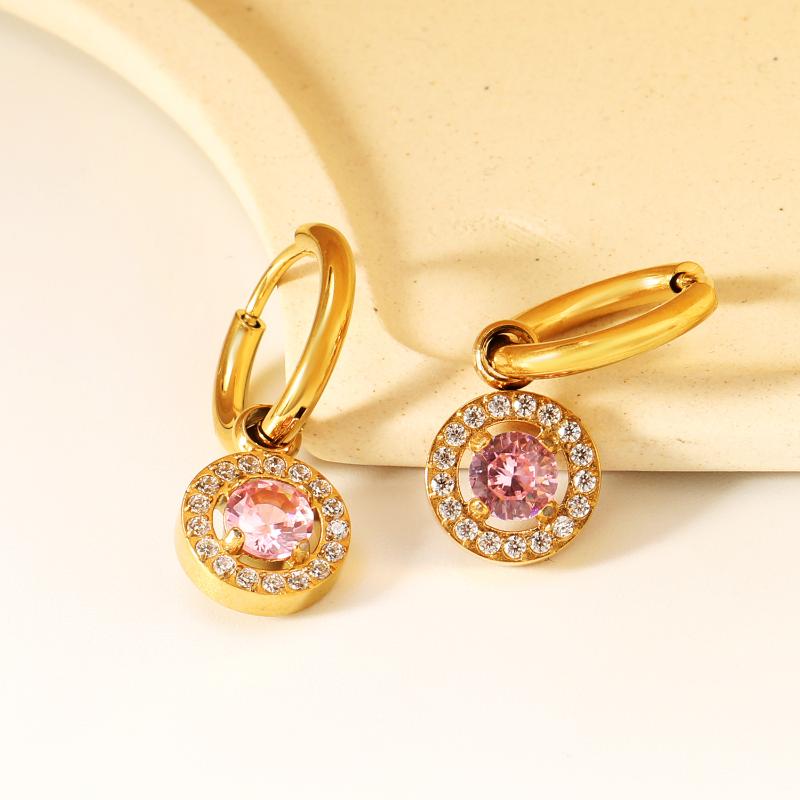 Clearly Colored Cubic Zirconia Drop Earrings For Woman Dancing Party Accessories Luxury Shiny Zircon Geometric Clip
