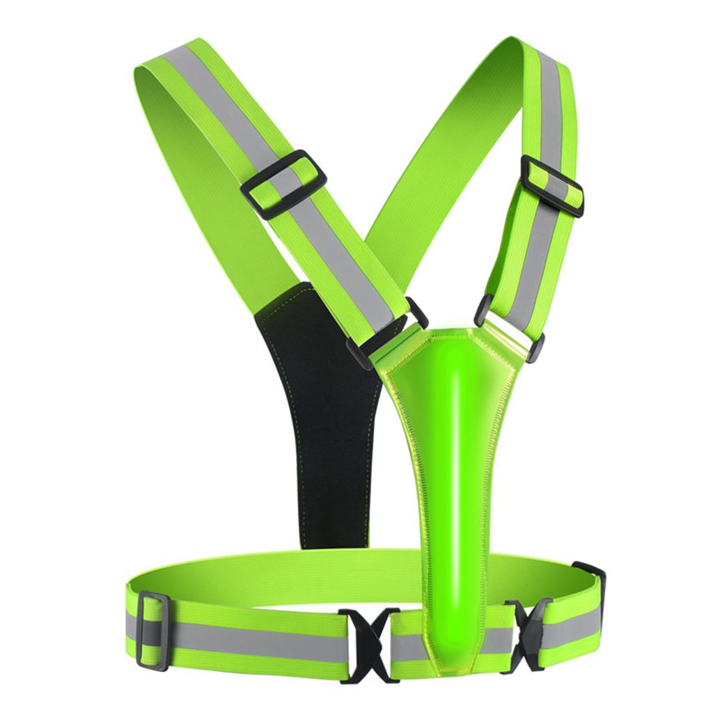 Led Reflective Running Vest Light with Strap High Visibility Up to 300m Elastic Fabric for Adults Kids