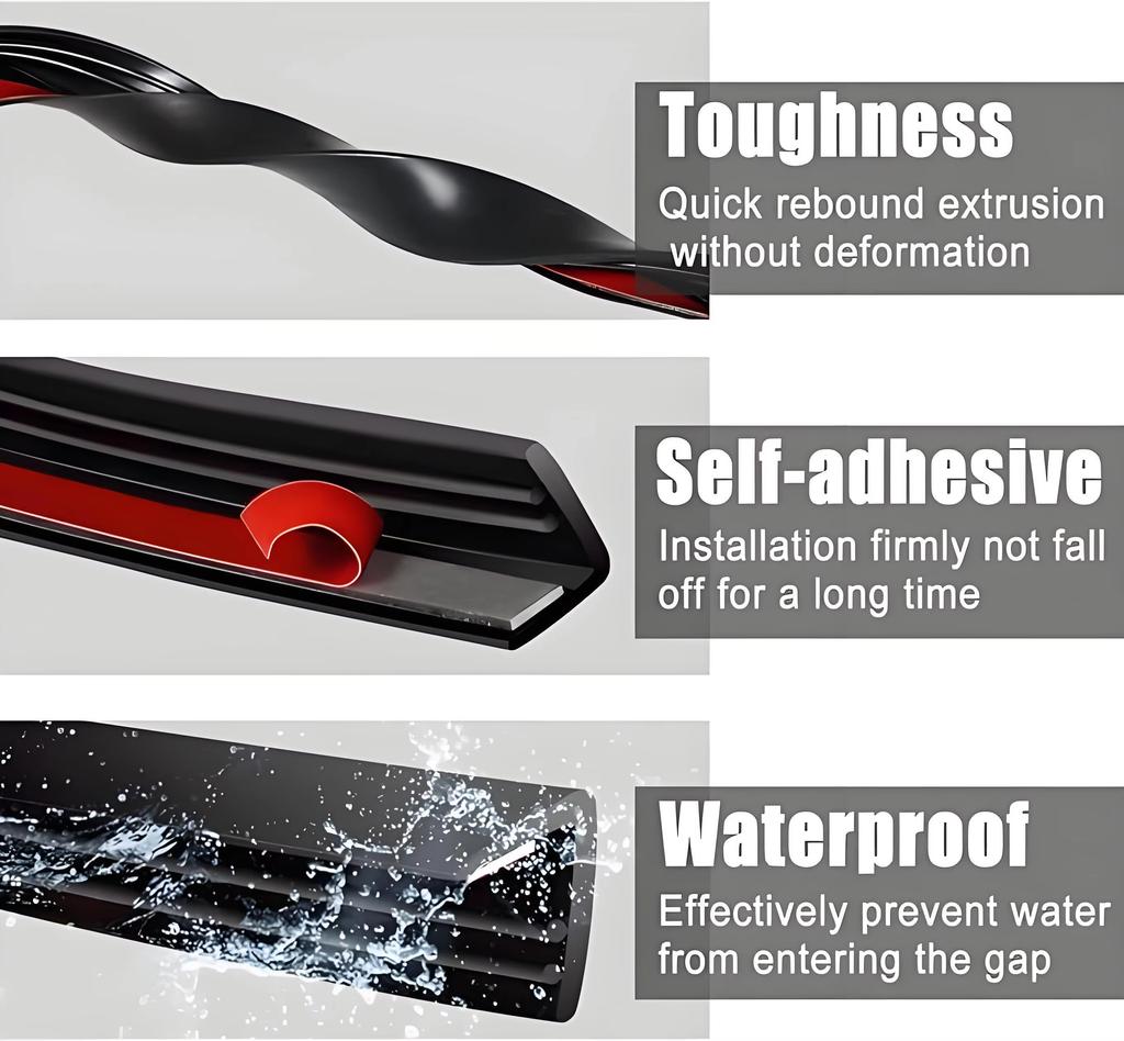 4PCS Car Rubber Window Seal Strip Side Window Gap Filler Noise Insulation Waterproof Windproof Dustproof V-Shape Sealing Strips