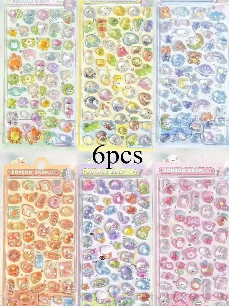 1 pc Creative Candy Ghost Rabbit Drop 3D Relief Stickers Scrapbooking Diy Diary Stationery Sticker Decor Cute Aesthetic Stickers