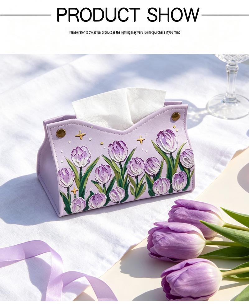 Purple Tulip Luxury Tissue Box for Home and Office