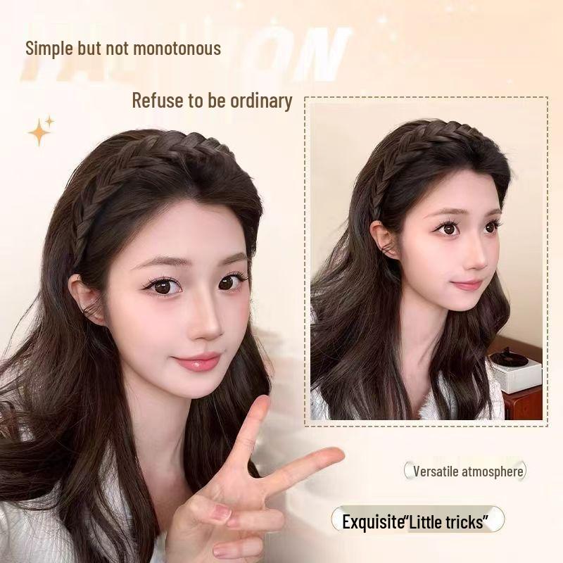 Non-slip Fishbone Braid Wig Headband: Women's Braided Hair Accessory with Teeth