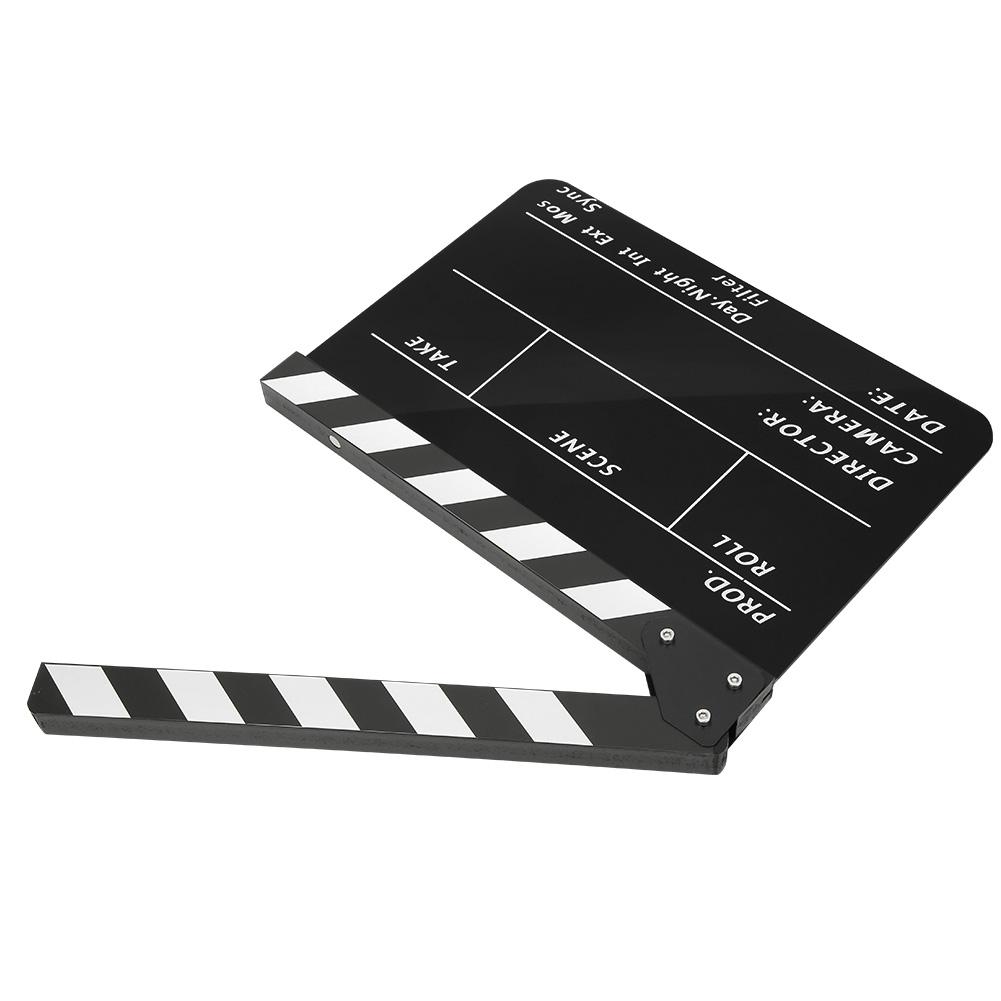 Acrylic 30x25cm Clapperboard Director Movie Clappers Film and Television Photography PropWhite