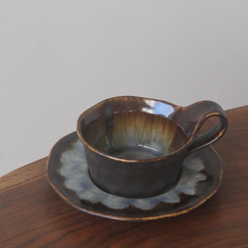 160ml Kiln Ceramics Hand-washed Coffee Mugs and Saucers Exquisite Italian Concentrated Latte Cups American Afternoon Tea Cups