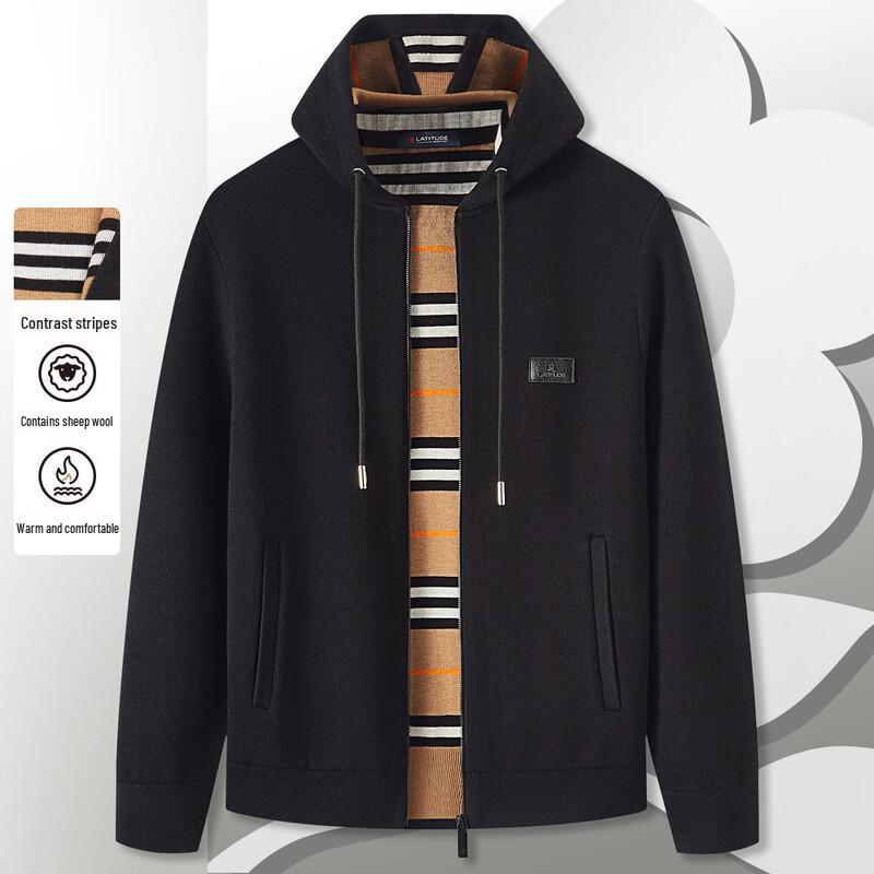 

Мужской кардиган на пуговицах из вязаной шерсти с капюшоном L (50)