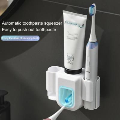 Kreative Wandhalterung Automatischer Zahnpastaspender Zahnbürstenhalter Zahnpastapresse Für Familiendusche Badezimmer