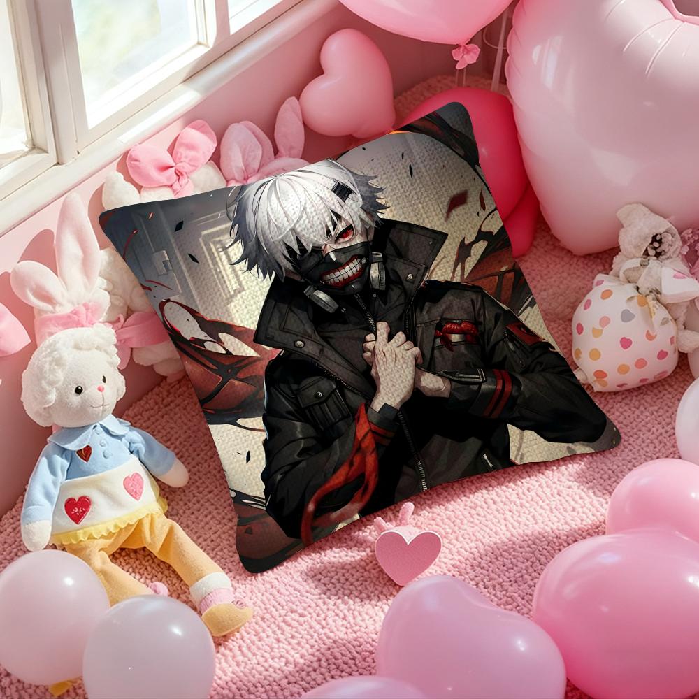 Tokyo GGhoul KKaneki Ken Pillow Case Antidustmite Pillowcase Invisible Zipper Silky Short Plush Sofa Cushion Cover