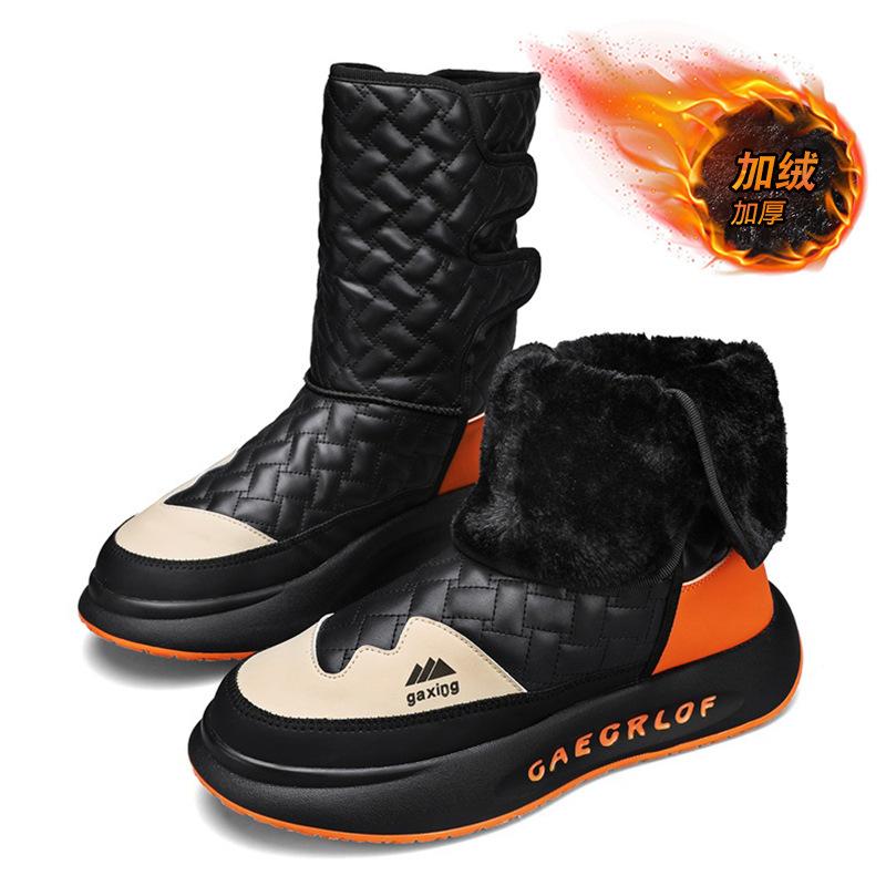 Herren Winterschuhe 2025 neue Fellintegrierte Schneestiefel Herren Dickes Samt Warm und Bequem High-Top Baumwollschuhe