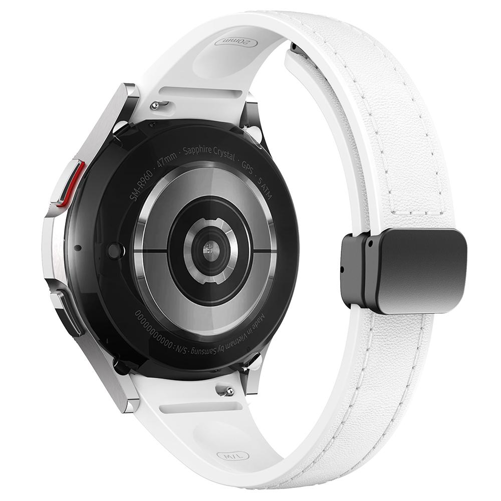 For Samsung Watch FE 40mm/Watch4 Classic Active/Watch 5/Watch6 Classic Magnetic Buckle Leather+Silicone Strap