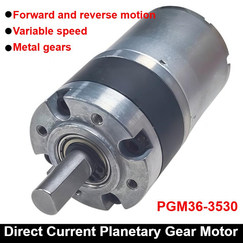 36mm DC Metal Planetary Gear Motor 12v 24v Shaft Diameter 6mm/8mm PGM36-3530 Adjustable Speed CW CCW Electric Motor 8~1621rpm